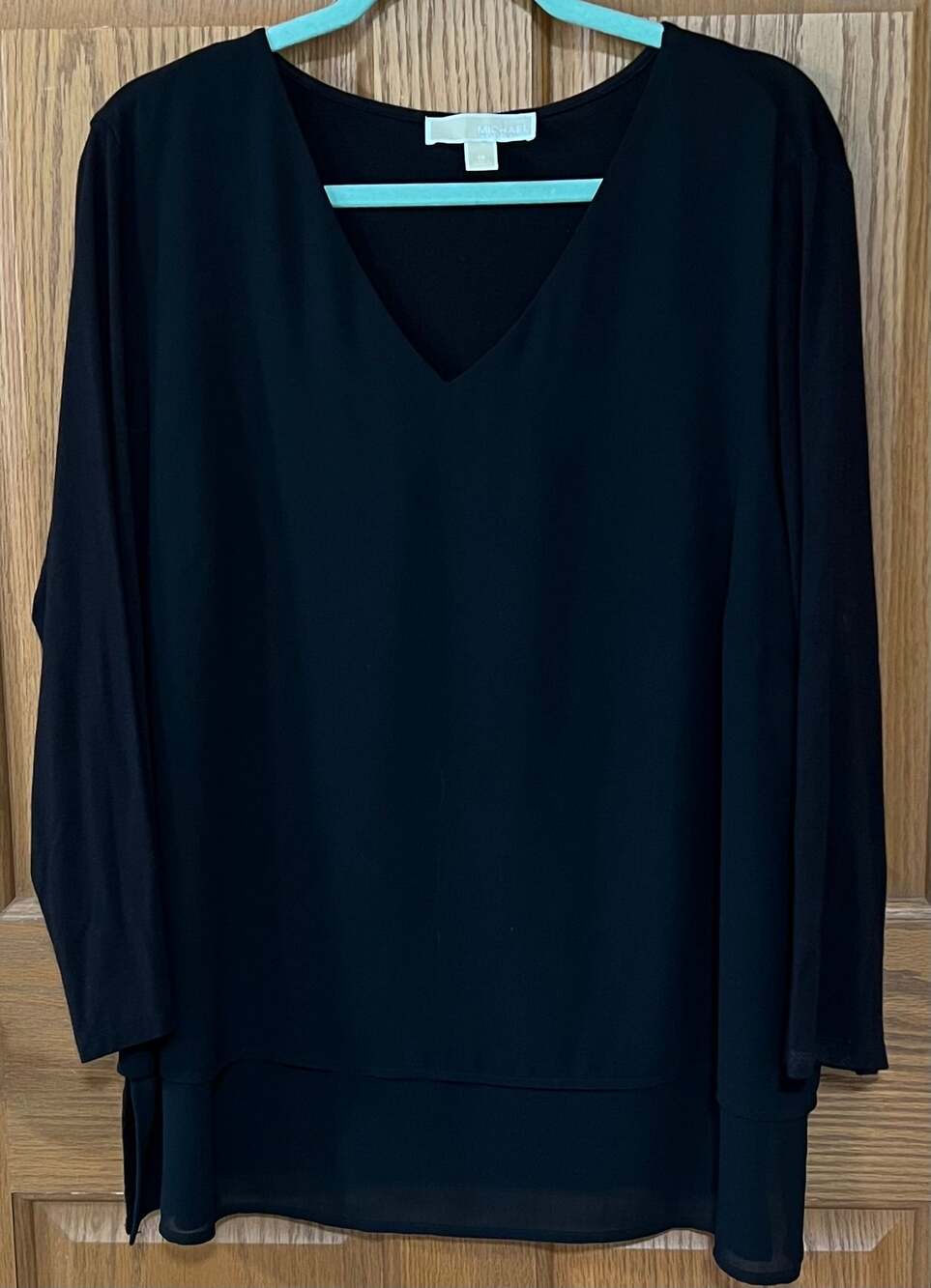 Michael Kors Black V Neck Long Sleeve Top Logo Detail